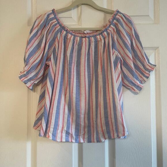 Crown & Ivy striped off-shoulder top size large - Picture 2 of 10